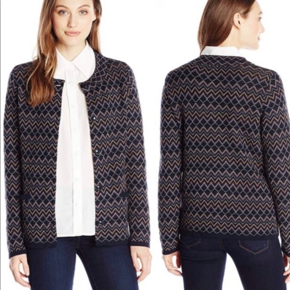 Pendleton Jennifer Wool Blend Chevron Cardigan - image 1